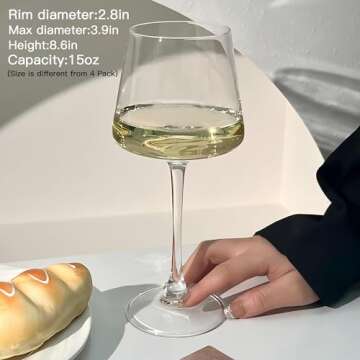 Physkoa Wine Glasses Set 6-15oz-LeadFree White Wine Glasses with Long Stem,Clear Stemmed Wine Glasse...