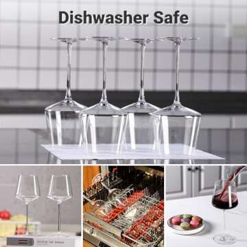 Physkoa Wine Glasses Set 6-15oz-LeadFree White Wine Glasses with Long Stem,Clear Stemmed Wine Glasses【HandBlown Glassware】 Crystal Wine Gifts for Holiday Valentines Day