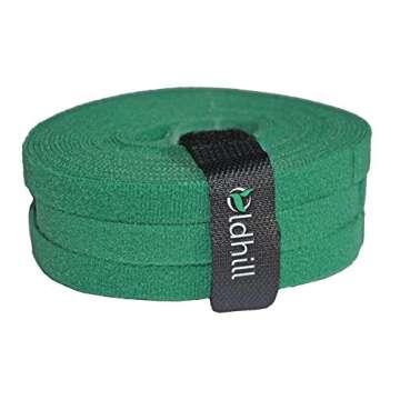 Oldhill Fastening Tapes Hook and Loop Reusable Straps Wires Cords Cable Ties - 1/2" Width, 15' x 3 Rolls (Green)