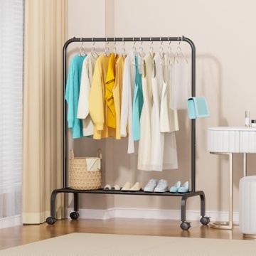 STARLATTA Rolling Clothing Racks for Clothes - Portable Wardrobe Rack