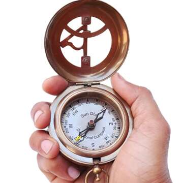NEOVIVID Brass Sundial Compass - Unique Steampunk Gift