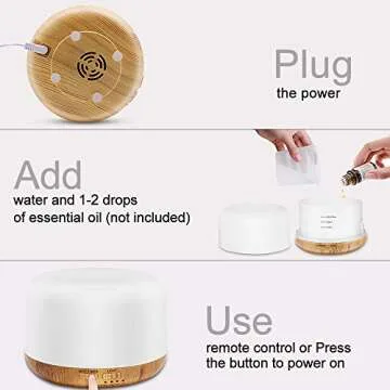 Essential Oil Air Mist Diffuser - Quiet Aroma Essential Oil Diffuser with Adjustable Cool Mist Humidifier Mode Waterless Auto-Off 7 Color LED Lights Changing for Office Home Bedroom Living Room