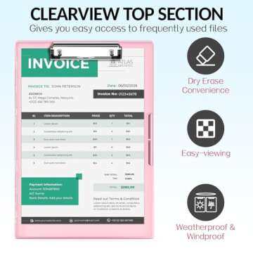 Sooez Clipboard with Storage, Cleaview Clip Boards 8.5x11 with 2 Storage, Dry Erase Plastic Nursing ...