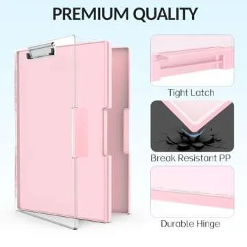 Sooez Clipboard with Storage, Cleaview Clip Boards 8.5x11 with 2 Storage, Dry Erase Plastic Nursing Clipboard, High Capacity Clipboard Folder for Teacher Nurse, School Office Supplies, Pink