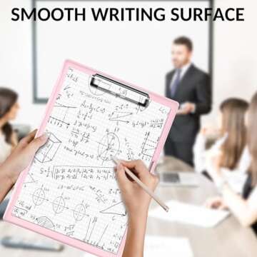 Sooez Clipboard with Storage, Cleaview Clip Boards 8.5x11 with 2 Storage, Dry Erase Plastic Nursing Clipboard, High Capacity Clipboard Folder for Teacher Nurse, School Office Supplies, Pink