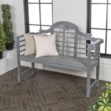 JONATHAN Y BNH103B Lutyens 51.2" Outdoor Garden Patio Bench
