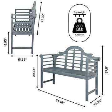 JONATHAN Y Lutyens Outdoor Acacia Wood Garden Bench
