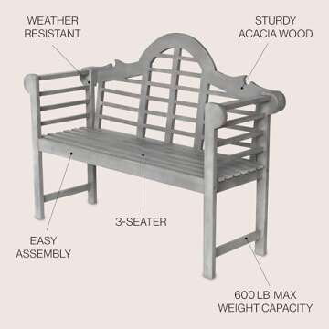 JONATHAN Y Lutyens Outdoor Acacia Wood Garden Bench