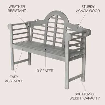 JONATHAN Y Lutyens Outdoor Acacia Wood Garden Bench