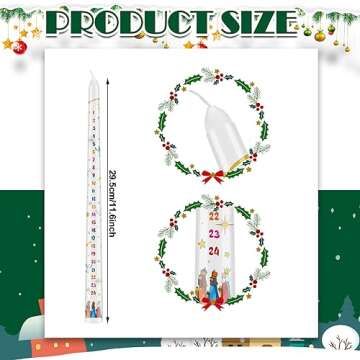 Christmas Advent Candle Countdown Christmas Calendar Candle Three Wise Men Advent Calendar, 12 Inch