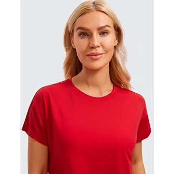 CRZ YOGA Pima Cotton Workout Cropped T-Shirt