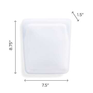 Stasher Premium Silicone Reusable Food Storage Quart Bag, Clear | Microwave, Sous Vide, Dishwasher, Oven and Freezer Safe | BPA Free, Leak-free, Eco-friendly, 64 Oz