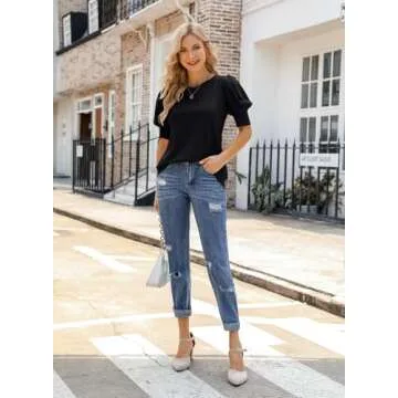 DOROSE Womens Puff Sleeve Blouses - Chic Summer Tops