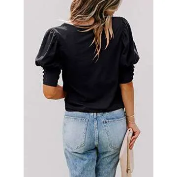 DOROSE Womens Puff Sleeve Blouses - Chic Summer Tops