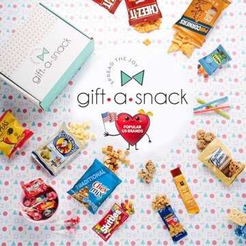 Gift A Snack - Holiday Christmas Snack Box Variety Pack Care Package + Greeting Card (40 Count) Xmas Stocking Stuffers Birthday Sweet Treats Gift Basket, Candies Chips Crackers Bars Corporate Gifts