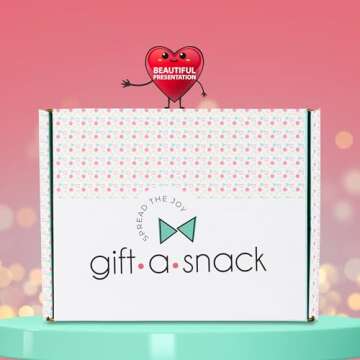 Gift A Snack - Holiday Christmas Snack Box Variety Pack Care Package + Greeting Card (40 Count) Xmas Stocking Stuffers Birthday Sweet Treats Gift Basket, Candies Chips Crackers Bars Corporate Gifts