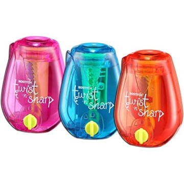 Bostitch Office Twist-n-Sharp Pencil Sharpener for Kids, Assorted Colors