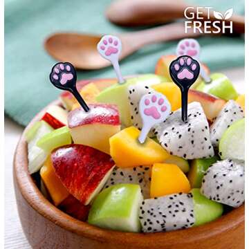 GET FRESH Animal Food Picks for Kids – 18-pcs Cute Cat Food Picks Set for Toddlers Lunch Box Decoration – Fruit Bento Deco Children Toothpicks – Reusable Animal Kids Toothpicks