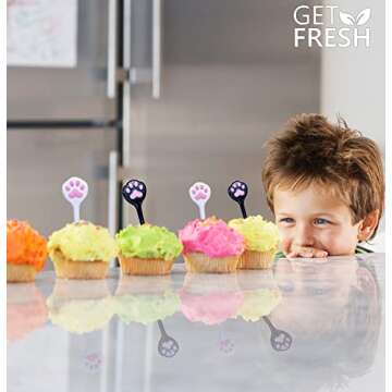 GET FRESH Animal Food Picks for Kids – 18-pcs Cute Cat Food Picks Set for Toddlers Lunch Box Decoration – Fruit Bento Deco Children Toothpicks – Reusable Animal Kids Toothpicks