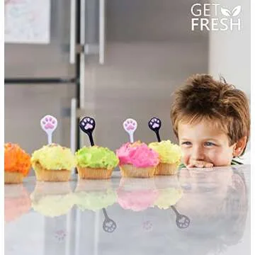 GET FRESH Animal Food Picks for Kids – 18-pcs Cute Cat Food Picks Set for Toddlers Lunch Box Decoration – Fruit Bento Deco Children Toothpicks – Reusable Animal Kids Toothpicks