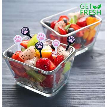 GET FRESH Animal Food Picks for Kids – 18-pcs Cute Cat Food Picks Set for Toddlers Lunch Box Decoration – Fruit Bento Deco Children Toothpicks – Reusable Animal Kids Toothpicks
