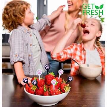 GET FRESH Animal Food Picks for Kids – 18-pcs Cute Cat Food Picks Set for Toddlers Lunch Box Decoration – Fruit Bento Deco Children Toothpicks – Reusable Animal Kids Toothpicks