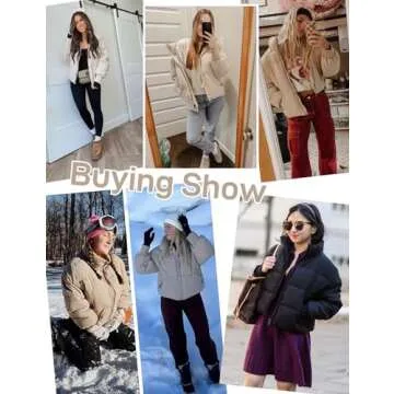 Flygo Puffer Jacket Womens Winter Long Sleeve Zipper Padded Warm Bubble Coats With Pockets(Black-M)