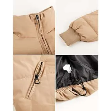 Flygo Puffer Jacket Womens Winter Long Sleeve Zipper Padded Warm Bubble Coats With Pockets(Black-M)