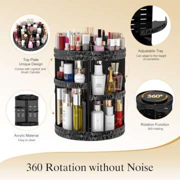 Famitree 360 Rotating Makeup Organizer, DIY Adjustable Makeup Carousel Spinning Holder Storage Rack,...