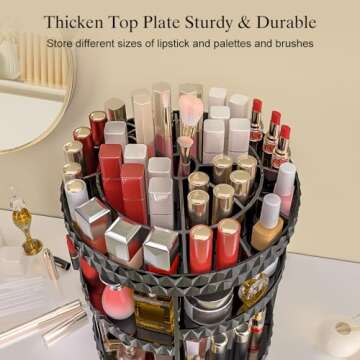 Famitree 360 Rotating Makeup Organizer, DIY Adjustable Makeup Carousel Spinning Holder Storage Rack, Large Capacity Vanity Organizer Skincare Organizers, Organizador De Perfumes (Black)