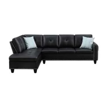 Devion PU Faux Leather Sectional Sofa with Storage Ottoman