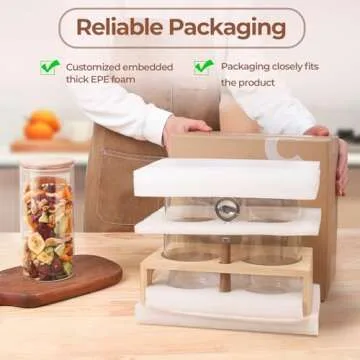 ComSaf Glass Coffee Container with Shelf, 2PCS Coffee Bean Storage Jars, 44 OZ Coffee Canister with Scoop, Glass Canister with Airtight Lid for Kitchen Coffee Station Organizer for Coffee, Sugar, Tea