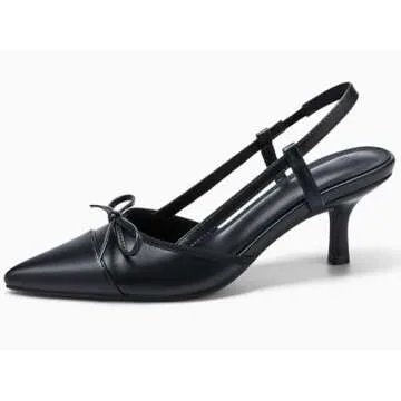 Coutgo Women's Bow Tie Slingback Pumps Stylish Kitten Heels