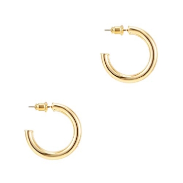 PAVOI 14K Yellow Gold Hoop Earrings For Women | 3.5mm Thick 30mm Infinity Gold Hoops Women Earrings | Gold Plated Loop Earrings For Women | Lightweight Hoop Earrings Set