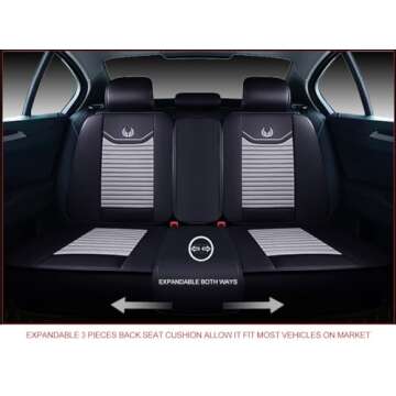 OASIS AUTO Car Seat Covers Premium Waterproof Faux Leather Cushion Universal Accessories Fit SUV Truck Sedan Automotive Vehicle Auto Interior Protector Full Set (OS-008 Gray)