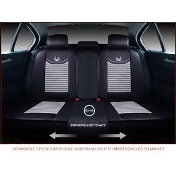 OASIS AUTO Car Seat Covers Premium Waterproof Faux Leather Cushion Universal Accessories Fit SUV Truck Sedan Automotive Vehicle Auto Interior Protector Full Set (OS-008 Gray)