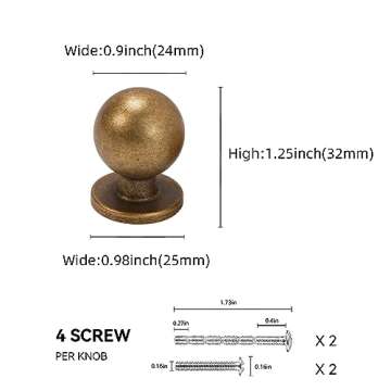 POVEFONK 10 Pack Antique Brass Kitchen Cabinet Knobs Vintage Drawer Knobs Aged Bronze Kitchen Cabine...