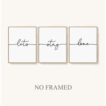 Set of 3 Prints, Let's Stay Home Print, Minimalist Print, Scandinavian Wall Art, Bedroom Decor, Rust...