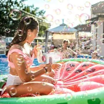 Bubble Machine Gun, Bubbles Makers Toys for Boys Girls Age 3 4 5 6 7 8 9 10 11 12, 80 Holes Bubbles Machine Outdoor Indoor Summer Toys Gifts,Wedding Party Favors,Birthday Gifts-Pink