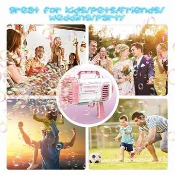 Bubble Machine Gun, Bubbles Makers Toys for Boys Girls Age 3 4 5 6 7 8 9 10 11 12, 80 Holes Bubbles Machine Outdoor Indoor Summer Toys Gifts,Wedding Party Favors,Birthday Gifts-Pink