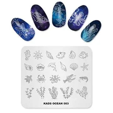 KADS Nail Art Stamp Plate Ocean Sea Mermaid Series Nail stamping plate Template Image Plate Nail Art DIY Decoration Tool