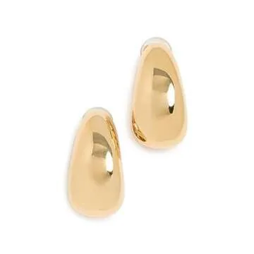 Kenneth Jay Lane Polished Gold Long Tapered Hoop Clip Earrings (Wide Clip Hoop - Large)