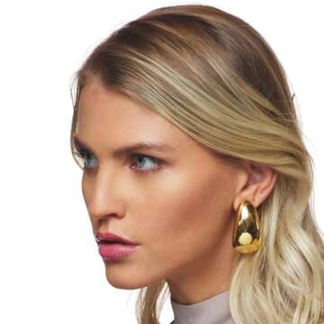 Kenneth Jay Lane Polished Gold Long Tapered Hoop Clip Earrings (Wide Clip Hoop - Large)