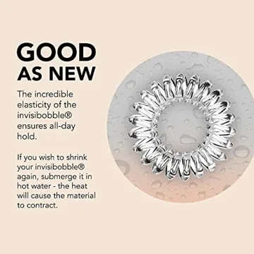 invisibobble Original Traceless Spiral Hair Ties with Strong Grip, Non-Soaking, Hair Accessories for Women - Crystal Clear , 3 Count (Pack of 1)
