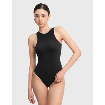 PUMIEY Women’s Stylish Summer Black Bodysuit