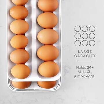 YouCopia RollDown® Egg Dispenser, Rolling Eggs Dispenser and Organizer for Refrigerator Storage, Do...