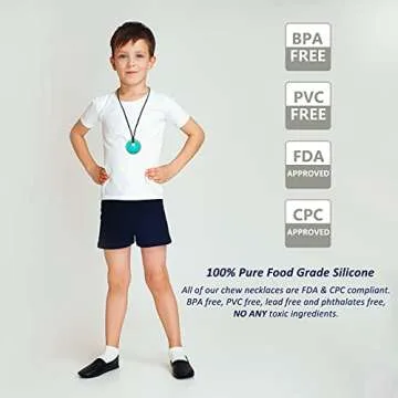 Sensory Chew Necklaces for Kids - Safe Silicone 4 Pack