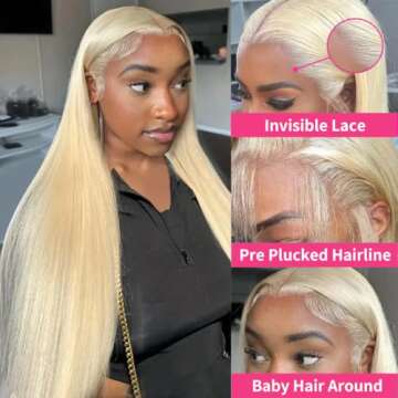 613 13x6 Lace Front Wig Human Hair 34 Inch 613 HD Transparent Lace Frontal Wig for Women 613 Hd Lace Frontal Wig 13x6 613 Human Hair Wig Blonde Wig Human Hair 13x6 Pre Plucked With Baby Hair