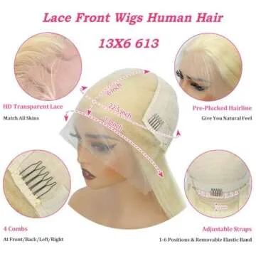613 13x6 Lace Front Wig Human Hair 34 Inch 613 HD Transparent Lace Frontal Wig for Women 613 Hd Lace Frontal Wig 13x6 613 Human Hair Wig Blonde Wig Human Hair 13x6 Pre Plucked With Baby Hair