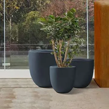 Modern Kante Concrete Planters Set for Home and Garden